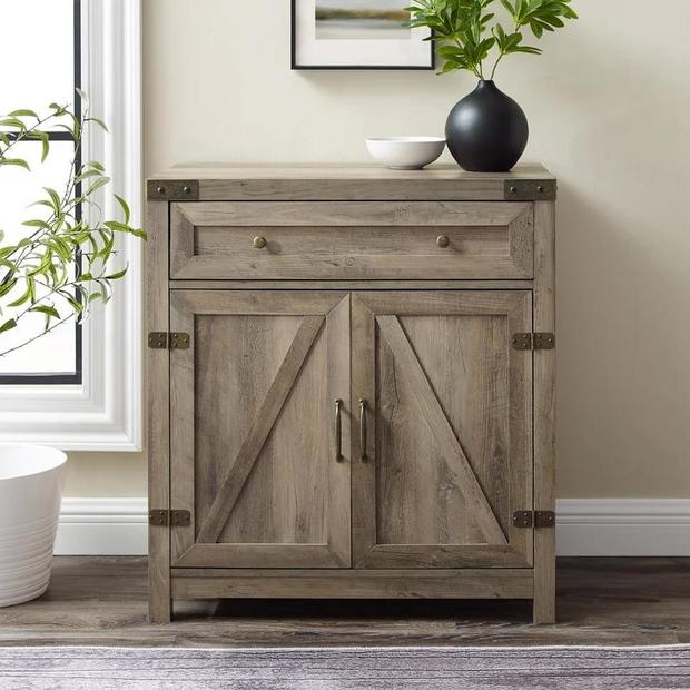 Marckson Barn Door Accent Cabinet with Drawer Storage 