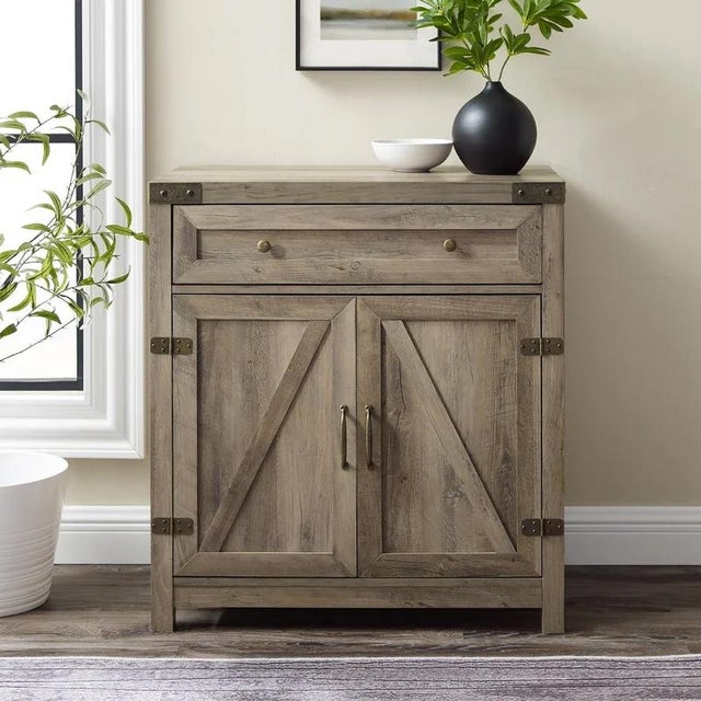 Marckson Barn Door Accent Cabinet with Drawer Storage