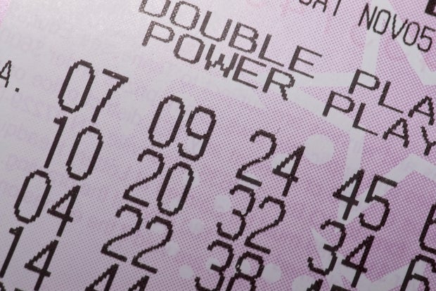 Lottery numbers on a ticket 