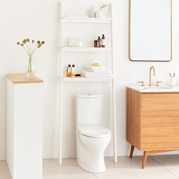 West Elm modern leaning over-the-toilet cubby