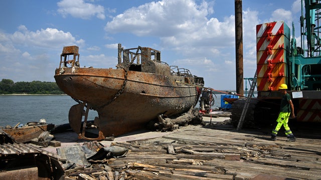 Wrecks of Nazi ships sunk during World War II emerge in River Danube following summer drought
