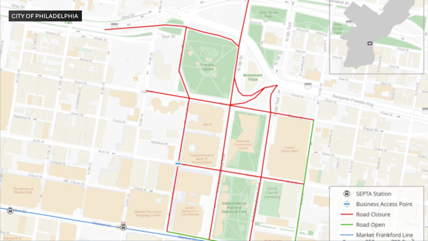 Road closures map for the 2024 presidential debate in Philadelphia