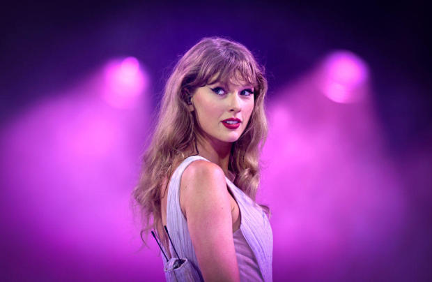 Taylor Swift performs onstage during The Eras Tour at Wembley Stadium on August 15, 2024, in London, England. 