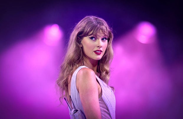 Taylor Swift performs onstage during The Eras Tour at Wembley Stadium on August 15, 2024, in London, England.