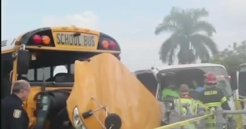 3 adults, 3 children injured after school bus, dump truck collide in ...