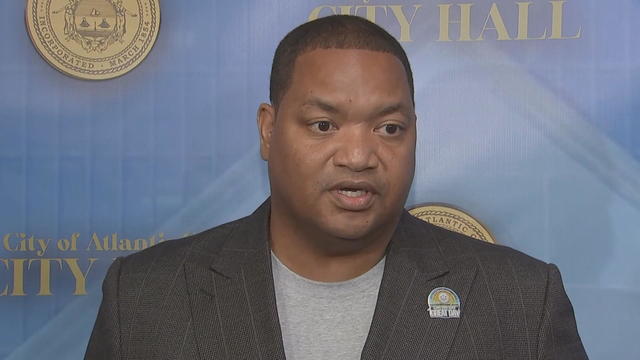 Marty Small speaks to reporters at City Hall in Atlantic City 