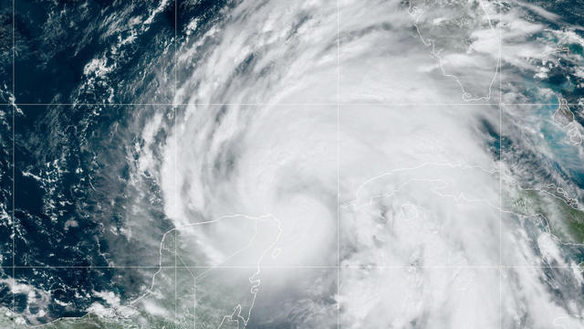 Hurricane Helene moves past Mexico's Yucatan Peninsula in a satellite image captured at 12:40 p.m. ET, Sept. 25, 2024. 