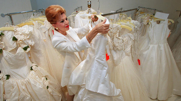 Yolanda Cellucci Inspects Gowns At Bridal Shop 