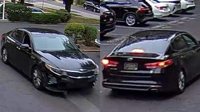 Two photos of a black Kia sedan with a Delaware license plate 