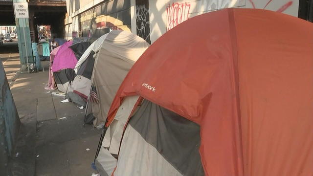 A row of tents in Kensington, Philadelphia 