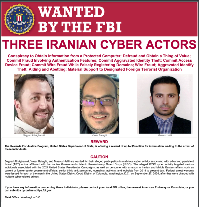 U.S. charges 3 Iranian hackers who allegedly targeted Trump 