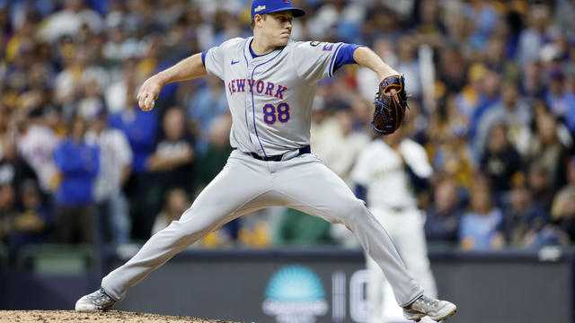 Phil Maton #88 of the New York Mets pitches in the eighth inning against the Milwaukee Brewers during Game Two of the Wild Card Series at American Family Field on October 02, 2024 in Milwaukee, Wisconsin. 