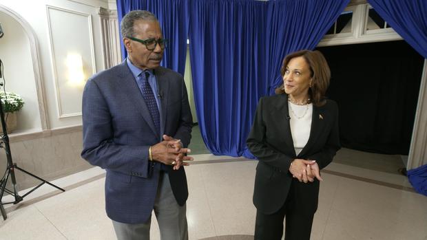 Bill Whitaker and Vice President Kamala Harris 