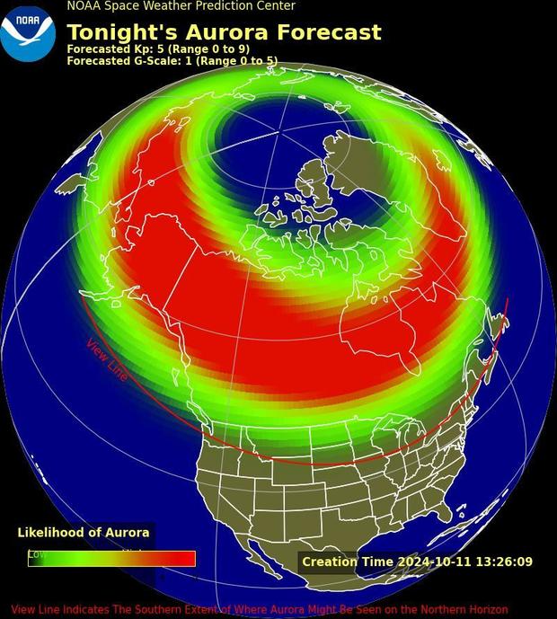 Northern lights forecast maps for tonight show best areas in U.S. to see aurora borealis