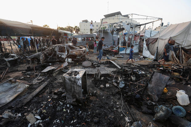 Israeli strike on tents sheltering displaced people, amid the Israel-Hamas conflict, in Deir Al-Balah 