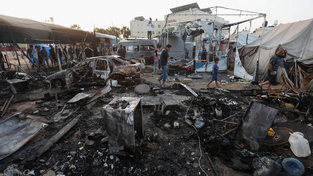 Israeli strike on tents sheltering displaced people, amid the Israel-Hamas conflict, in Deir Al-Balah 