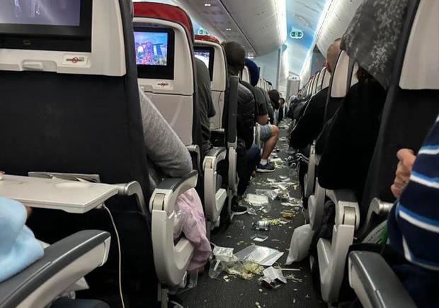 Photos show mess on Air Canada flight after turbulence sends passenger meals flying around the cabin