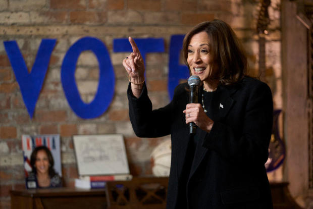 Vice President Kamala Harris speaks during a campaign event in Detroit, Michigan, on Oct. 15, 2024. 