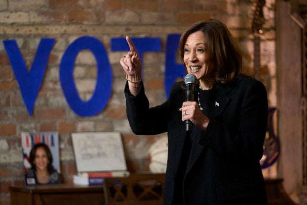 Vice President Kamala Harris speaks during a campaign event in Detroit, Michigan, on Oct. 15, 2024.