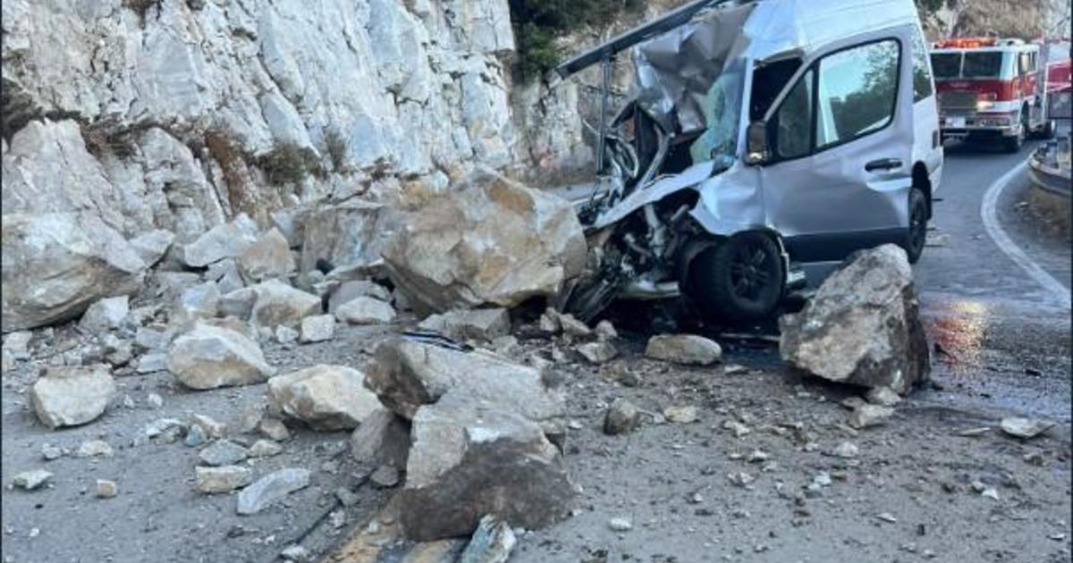 A landslide on the San Bernardino mountain road has left the driver in critical condition