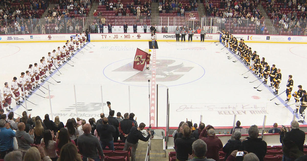 Boston College hockey honors the Gaudreau brothers, Tony Voce