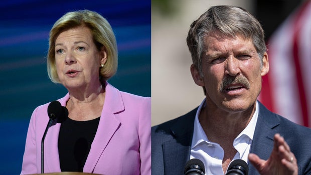 Left: Sen. Tammy Baldwin, D-Wisc. Right: Republican Senate candidate Eric Hovde.