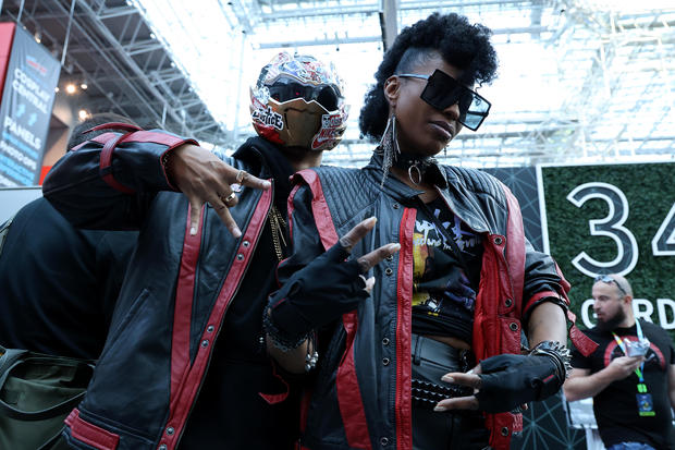 Cosplayers pose during New York Comic Con at Jacob Javits Center on October 18, 2024 in New York City. 