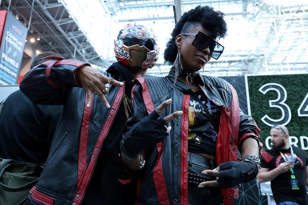 Cosplayers pose during New York Comic Con at Jacob Javits Center on October 18, 2024 in New York City.