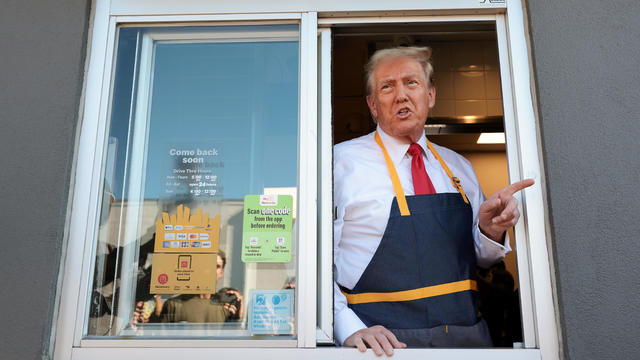 Crowds outside a McDonald's in Bucks County ahead of former President Trump's arrival 