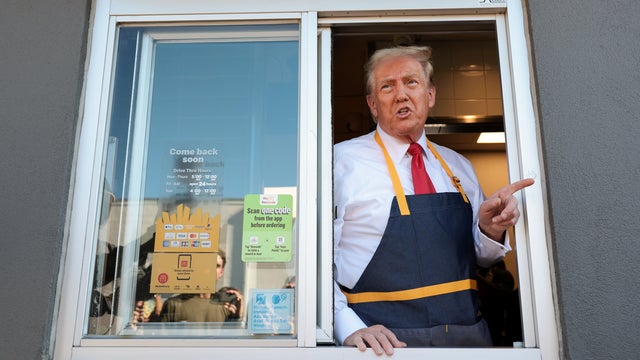 Crowds outside a McDonald's in Bucks County ahead of former President Trump's arrival