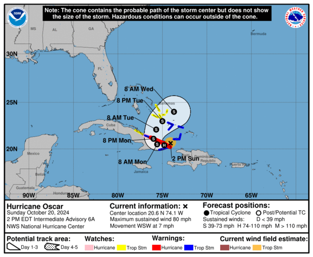 Oscar weakens to tropical storm as it lashes Cuba after making landfall in the Bahamas as a hurricane