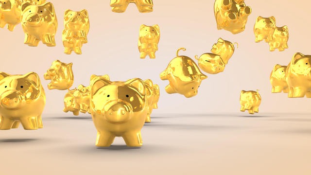 Concept of financial success, pig - piggy bank. 3D rendering 