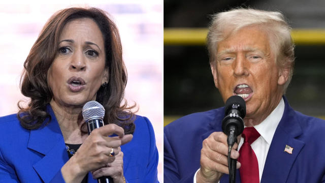 File photos of Vice President Kamala Harris and former President Donald Trump. 