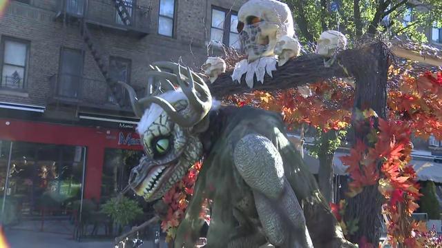 Halloween decorations on display in New York City. 