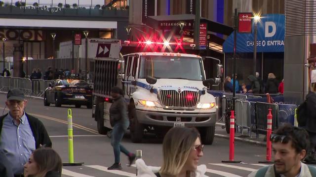 A NYPD truck outside Madison Square Garden 