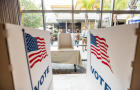 Americans waiting in line to vote in the election 