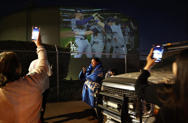 Dodgers Fans In Los Angeles Watch Game 5 Of The World Series 