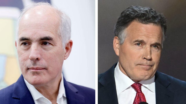 Side-by-side photos of Bob Casey and Dave McCormick