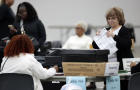 Election workers processing ballots in Detroit 