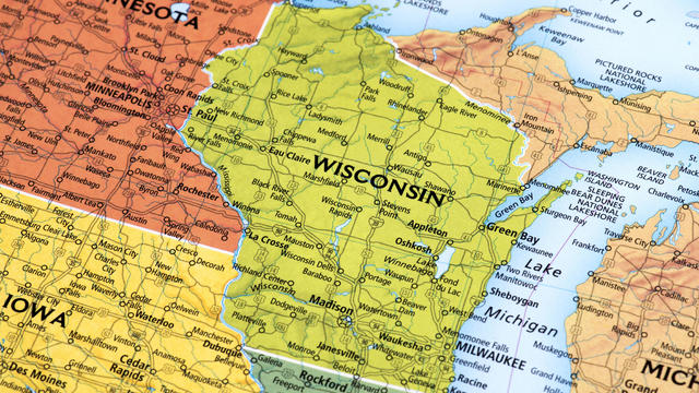 Map of Wisconsin State in USA 