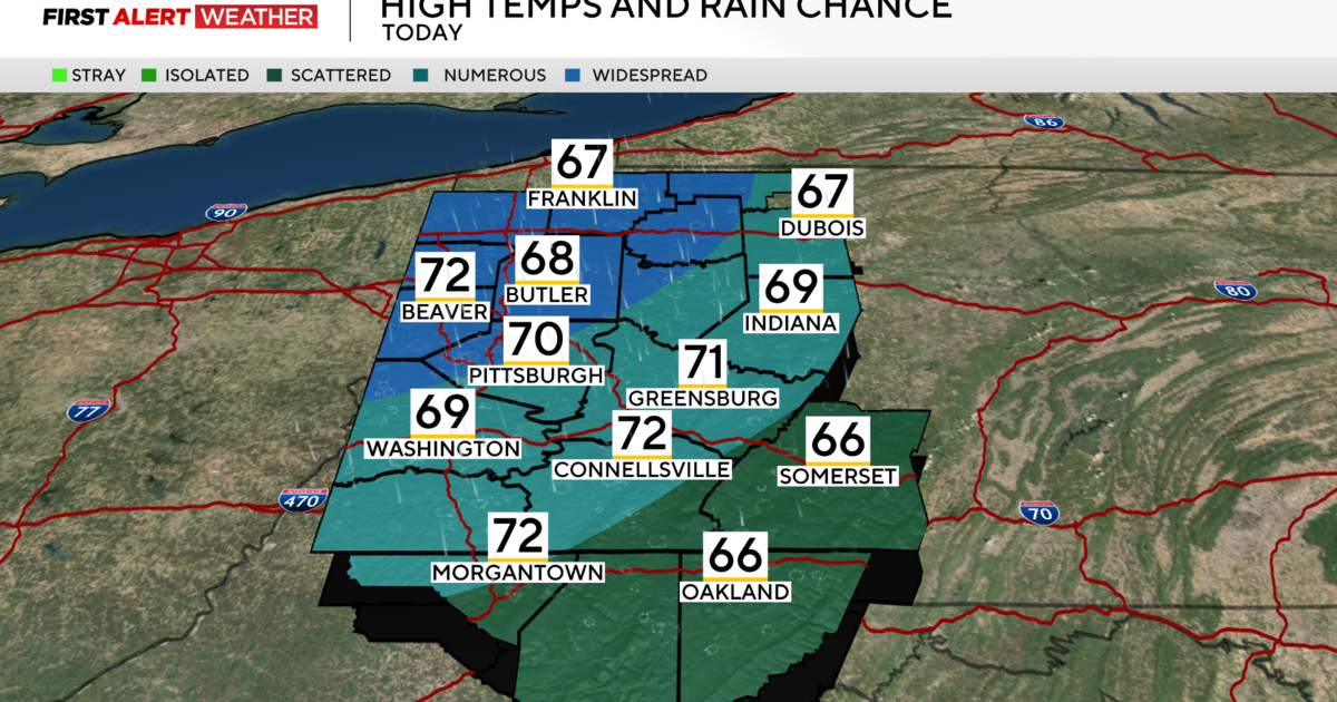 Pittsburgh looking at periods of rain on Wednesday then a dry and mild rest of the week