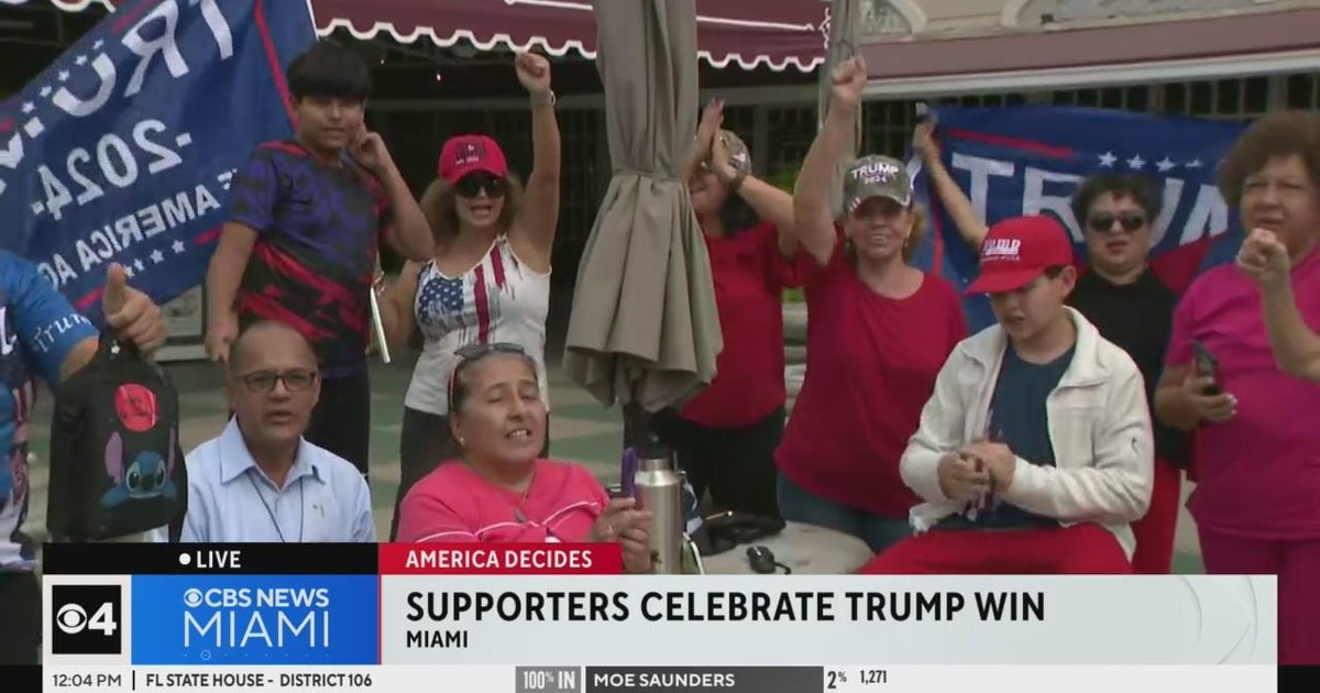 Miami Trump supporters celebrate win outside Versailles restaurant Miami Trump supporters celebrate win outside Versailles restaurant