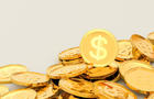 Concept of US dollars and gold coins,3D rendering 