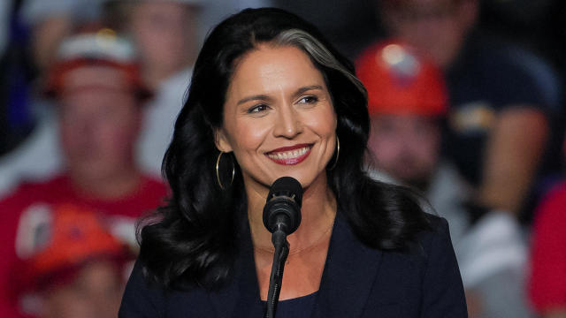 Former U.S. Rep. Tulsi Gabbard attends a campaign rally for former President Donald Trump at PPG Paints Arena in Pittsburgh, Pennsylvania, Nov. 4, 2024. 