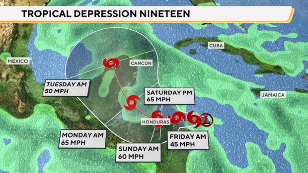 Map shows tropical weather forecast 