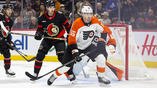 hiladelphia Flyers Defenceman Rasmus Ristolainen (55) keeps eyes on the play during third period National Hockey League action between the Philadelphia Flyers and Ottawa Senators on Nov.14 