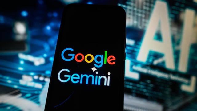 In this photo illustration a Google Gemini logo is displayed