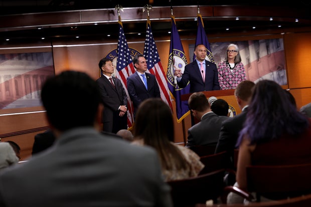 House Minority Leader Hakeem Jeffries speaks on the debt ceiling at the U.S. Capitol on May 31, 2023 in Washington, DC.