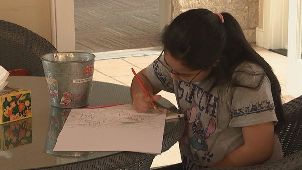 Sahori Arteaga drawing while at the Ronald McDonald House of Delaware 