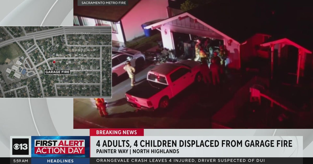 4 adults, 4 children displaced after North Highlands garage fire - CBS ...